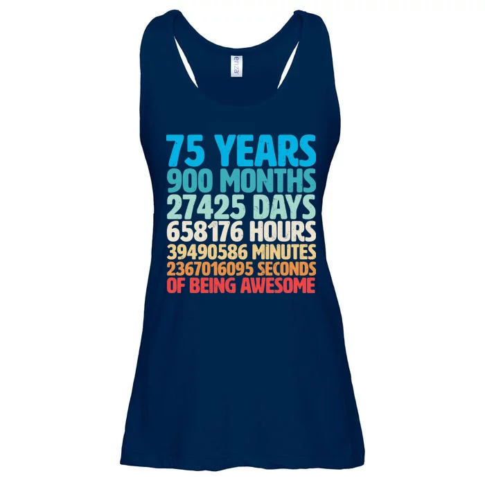 75 Years Of Being Awesome Birthday Time Breakdown Ladies Essential Flowy Tank