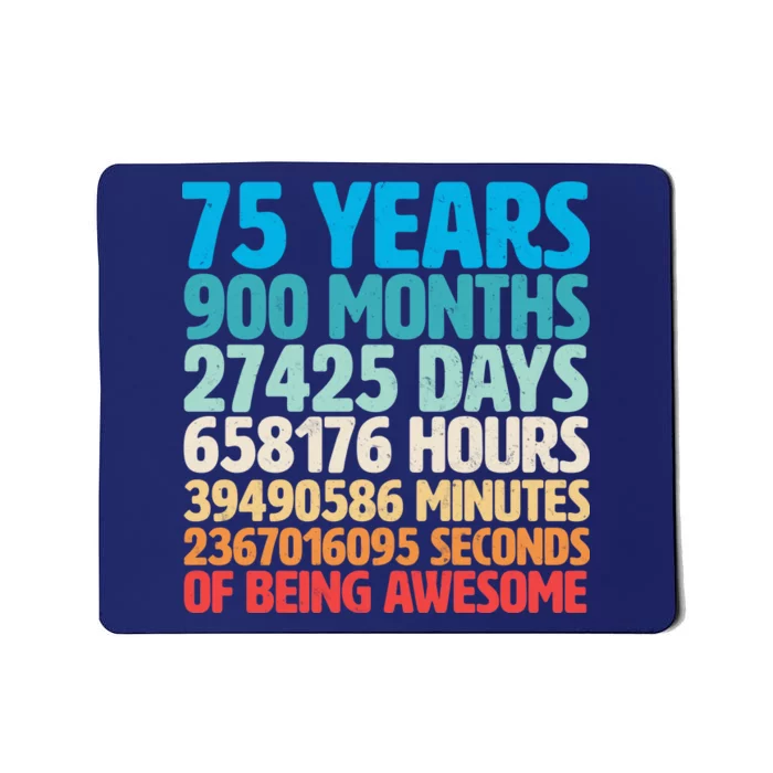 75 Years Of Being Awesome Birthday Time Breakdown Mousepad