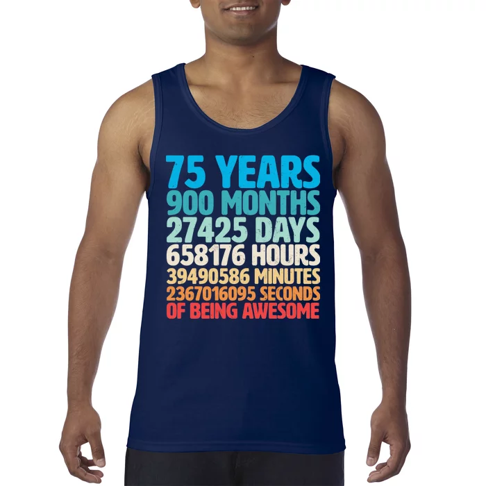 75 Years Of Being Awesome Birthday Time Breakdown Tank Top