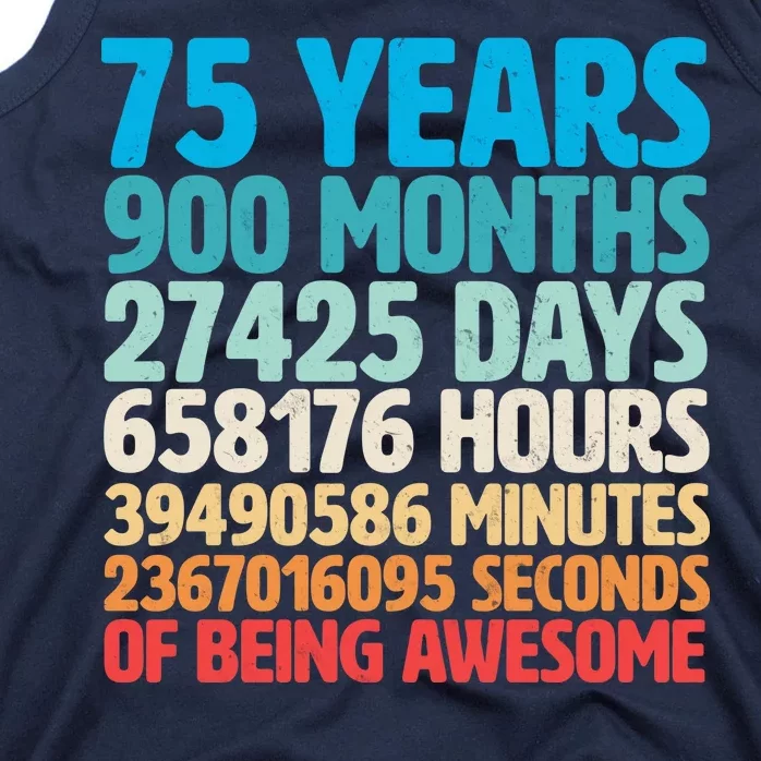 75 Years Of Being Awesome Birthday Time Breakdown Tank Top