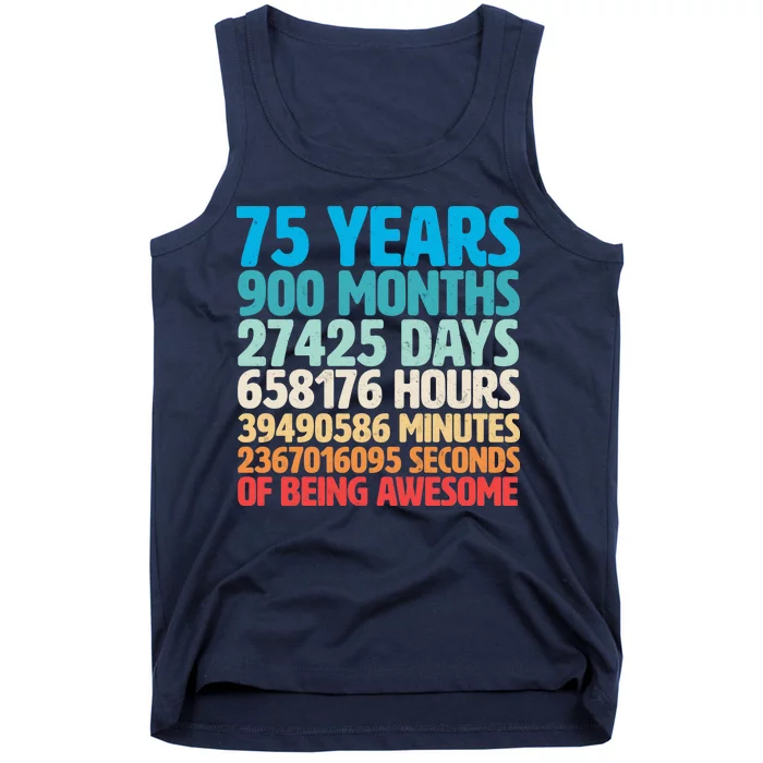 75 Years Of Being Awesome Birthday Time Breakdown Tank Top