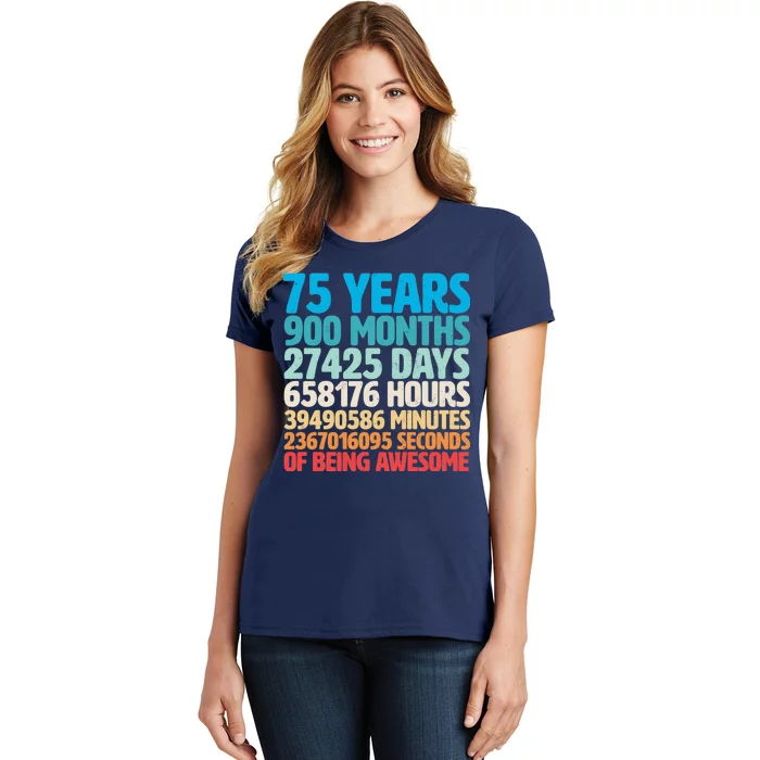 75 Years Of Being Awesome Birthday Time Breakdown Women's T-Shirt