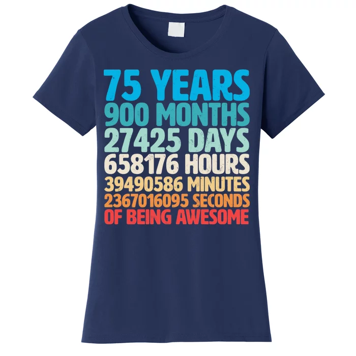 75 Years Of Being Awesome Birthday Time Breakdown Women's T-Shirt