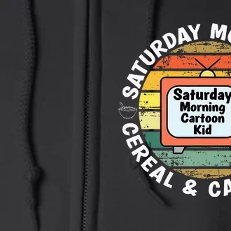 70s 80s 90s Retro Saturday Mornings Cereal And Cartoons Full Zip Hoodie