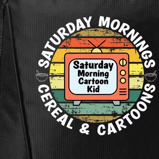 70s 80s 90s Retro Saturday Mornings Cereal And Cartoons City Backpack