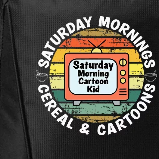 70s 80s 90s Retro Saturday Mornings Cereal And Cartoons City Backpack