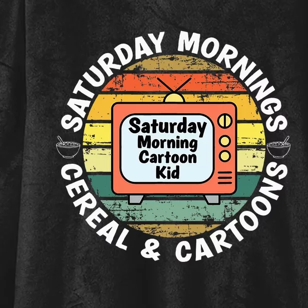 70s 80s 90s Retro Saturday Mornings Cereal And Cartoons Hooded Wearable Blanket