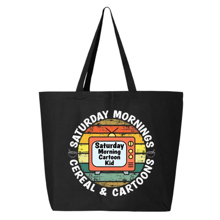 70s 80s 90s Retro Saturday Mornings Cereal And Cartoons 25L Jumbo Tote