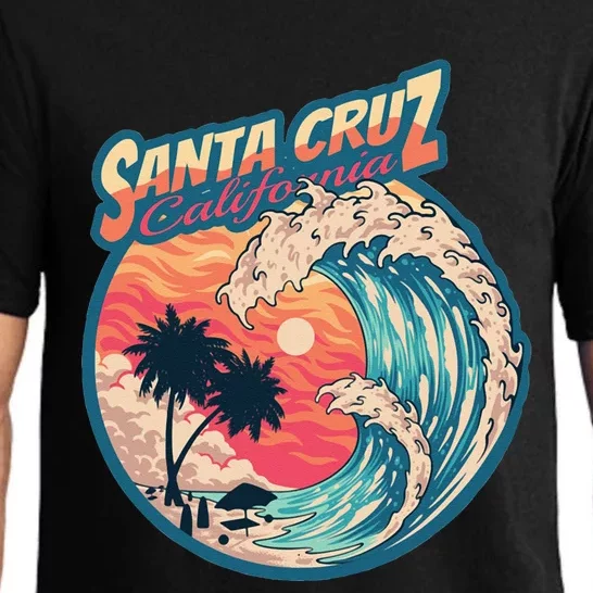 70s 80s In California City Santa Cruz Surfing Huge Wave Pajama Set