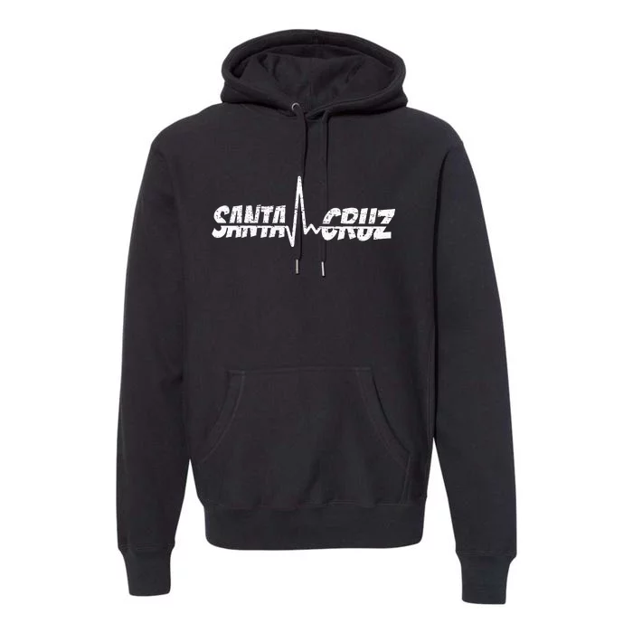 70s 80s In California City Santa Cruz Surfing Heart Rate Premium Hoodie