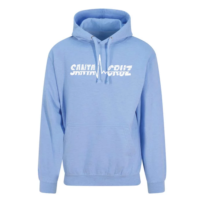 70s 80s In California City Santa Cruz Surfing Heart Rate Unisex Surf Hoodie