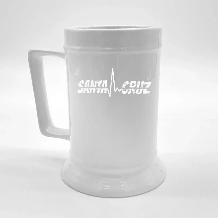 70s 80s In California City Santa Cruz Surfing Heart Rate Front & Back Beer Stein