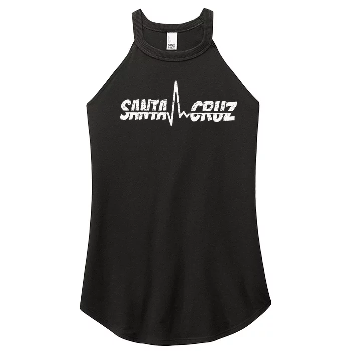 70s 80s In California City Santa Cruz Surfing Heart Rate Women’s Perfect Tri Rocker Tank