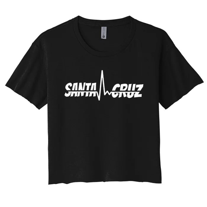 70s 80s In California City Santa Cruz Surfing Heart Rate Women's Crop Top Tee