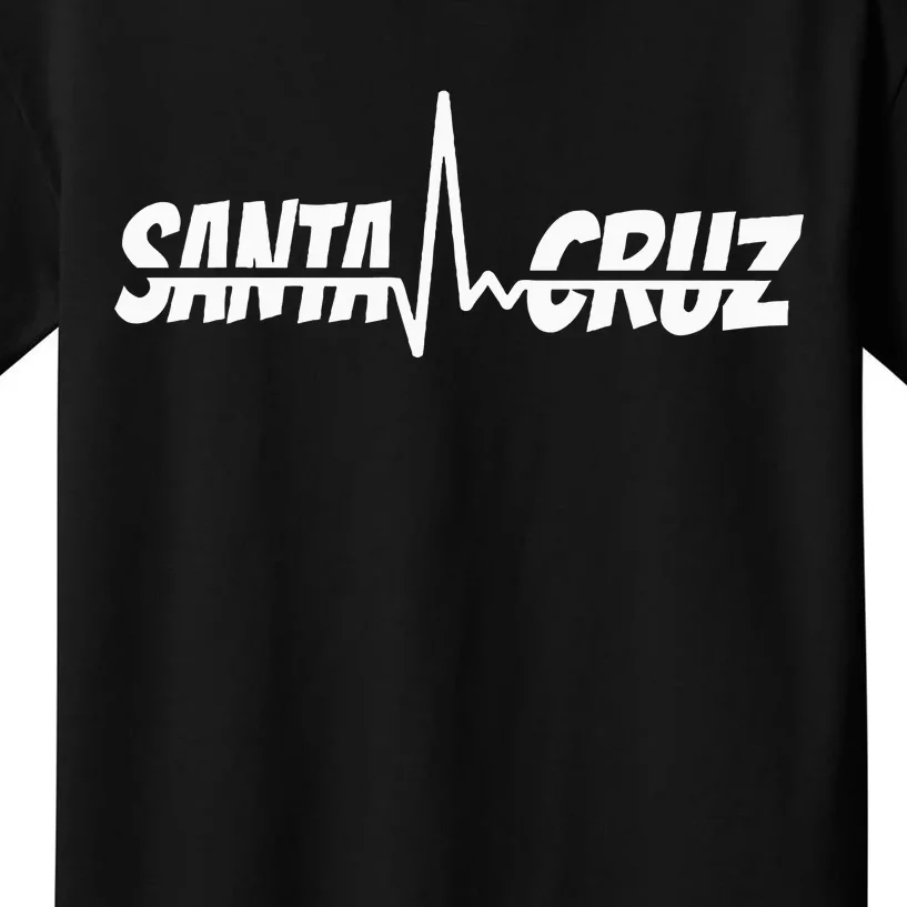 70s 80s In California City Santa Cruz Surfing Heart Rate Kids T-Shirt