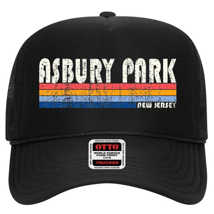 70s 80s Style Asbury Park Nj High Crown Mesh Trucker Hat