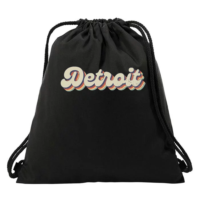 70S 80S Usa City Vintage Detroit Drawstring Bag