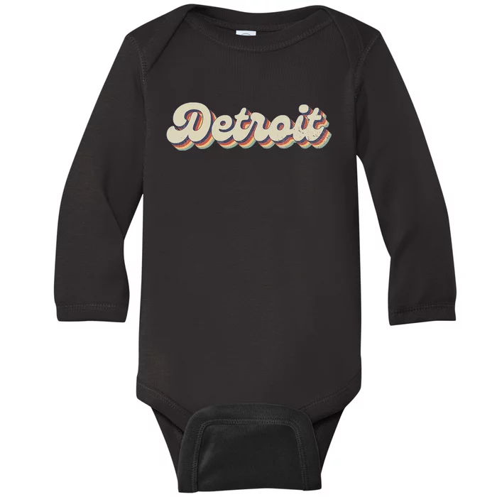 70S 80S Usa City Vintage Detroit Baby Long Sleeve Bodysuit