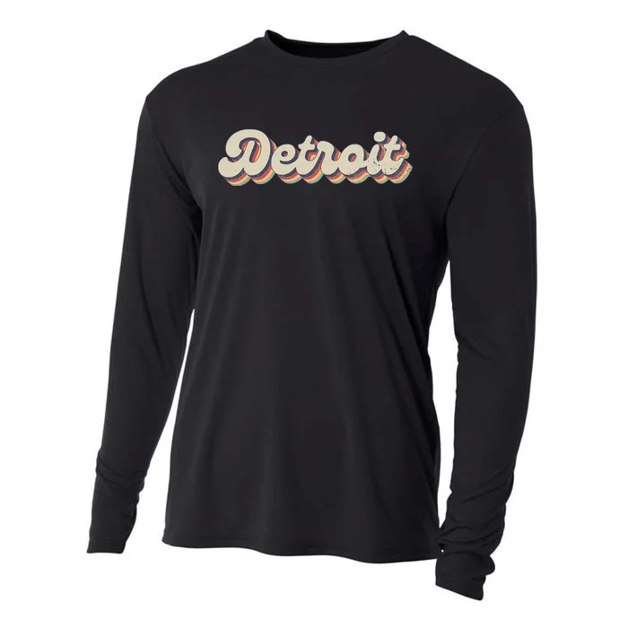 70S 80S Usa City Vintage Detroit Cooling Performance Long Sleeve Crew