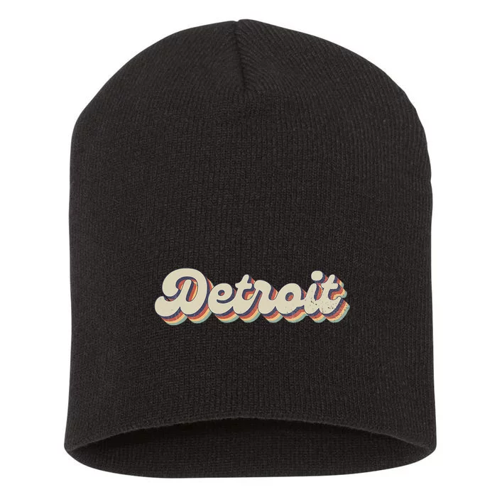 70S 80S Usa City Vintage Detroit Short Acrylic Beanie