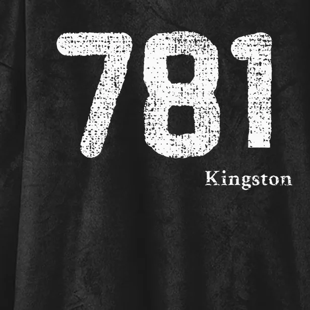 781 Area Code Distressed Kingston Massachusetts Hooded Wearable Blanket