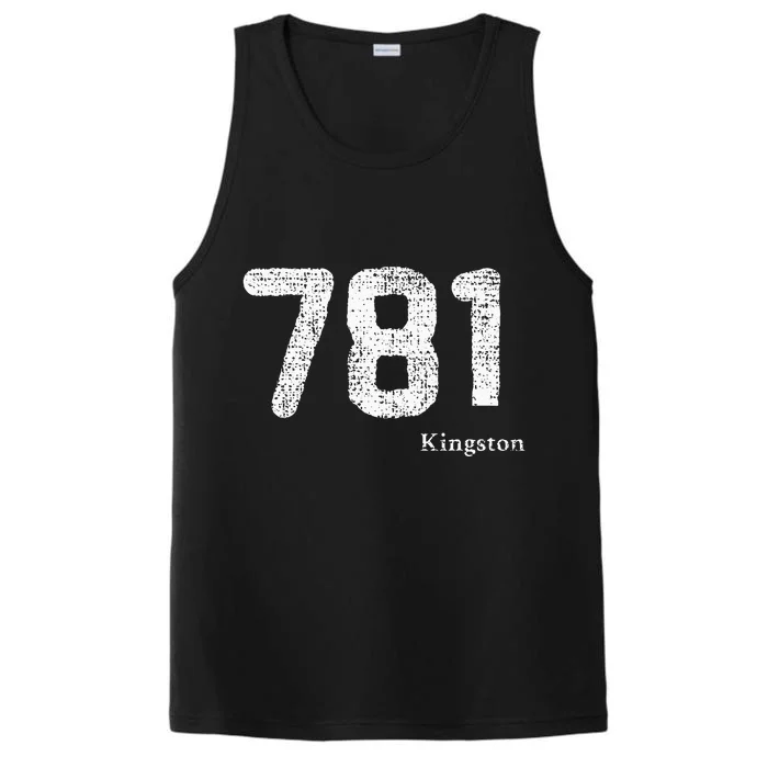 781 Area Code Distressed Kingston Massachusetts Performance Tank