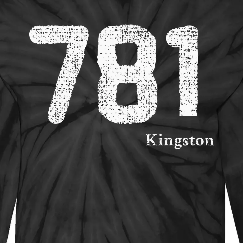 781 Area Code Distressed Kingston Massachusetts Tie-Dye Long Sleeve Shirt