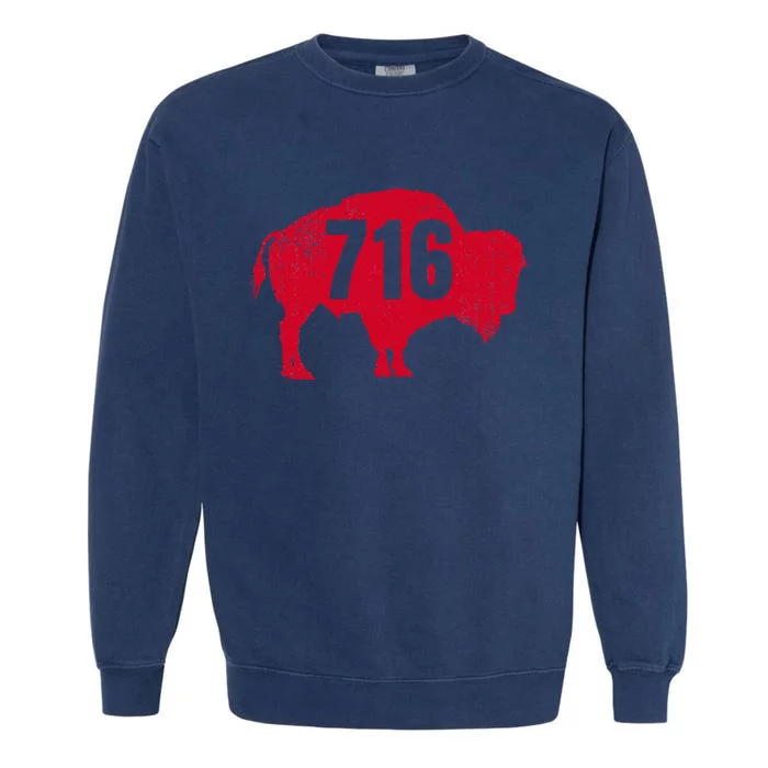 716 Area Code Buffalo New York Bflo Wny Garment-Dyed Sweatshirt