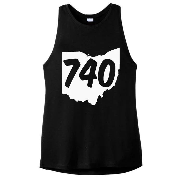 740 Area Code Ohio Ladies Tri-Blend Wicking Tank