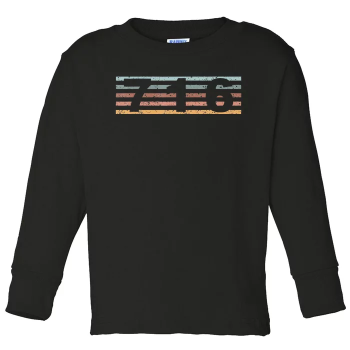 716 Area Code Retro New York Buffalo Toddler Long Sleeve Shirt