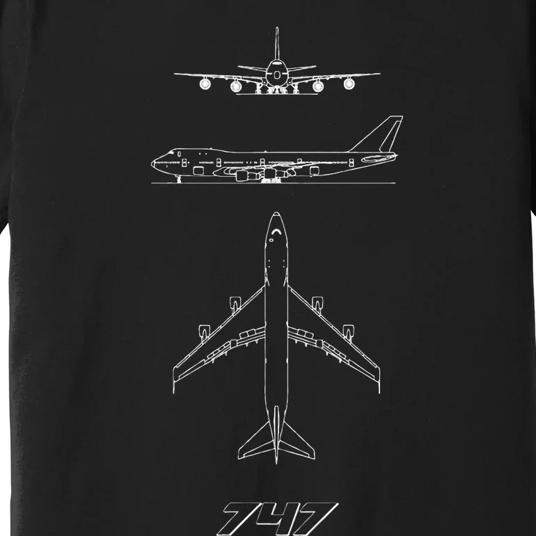 747 Aircraft Drawing Premium T-Shirt