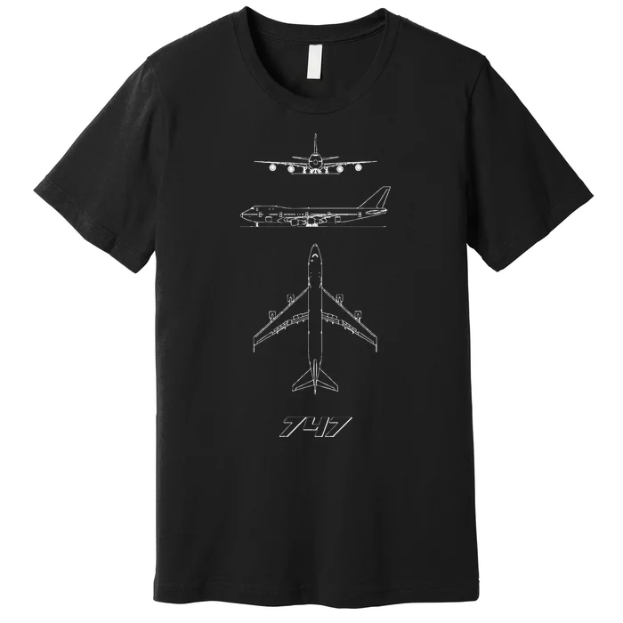 747 Aircraft Drawing Premium T-Shirt