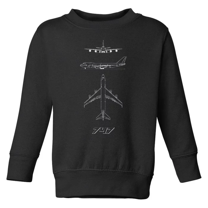 747 Aircraft Drawing Toddler Sweatshirt