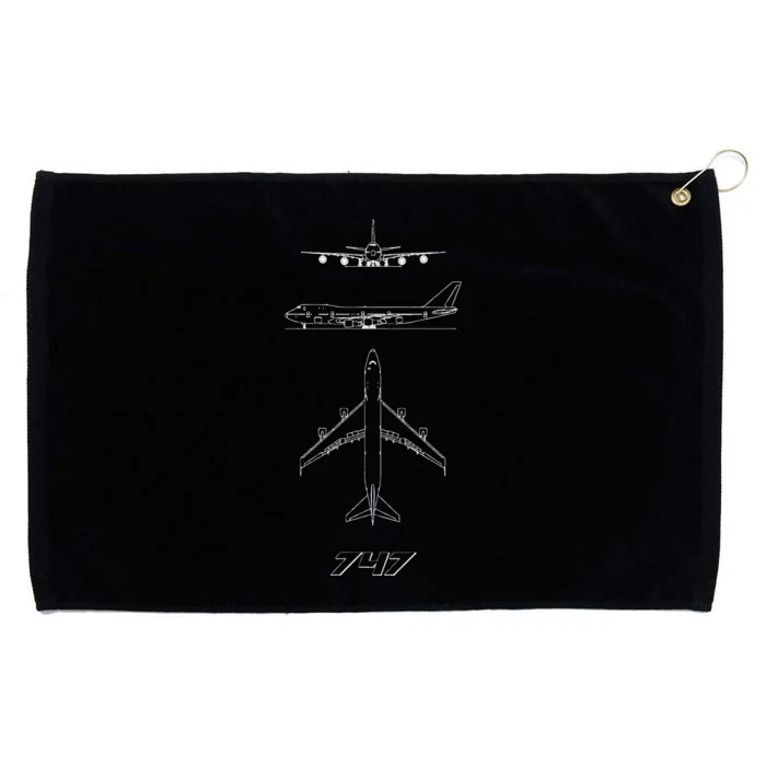 747 Aircraft Drawing Grommeted Golf Towel