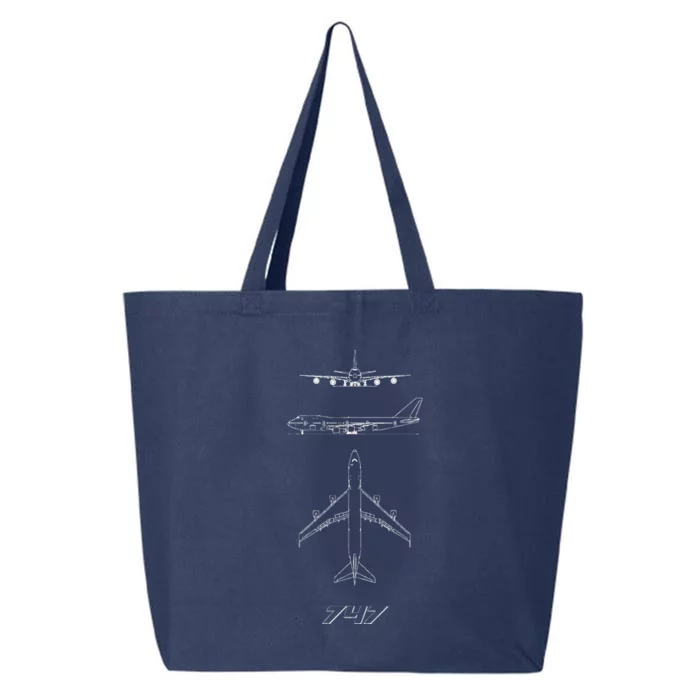 747 Aircraft drawing 25L Jumbo Tote