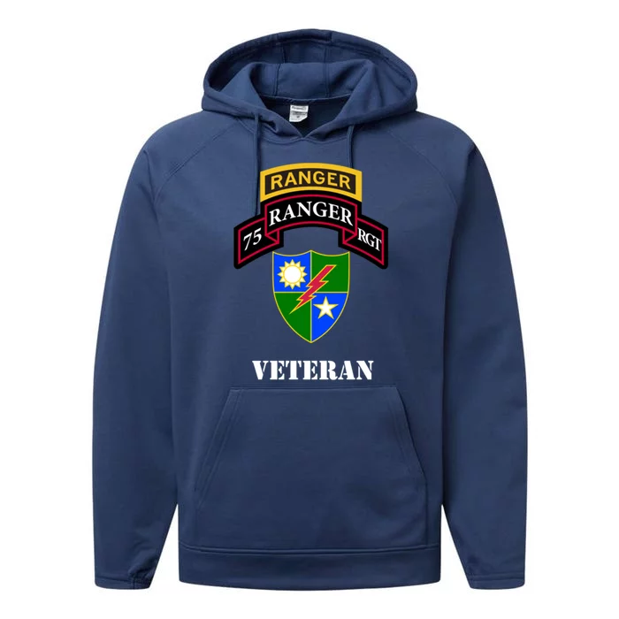 75th Army Ranger Gift Veteran White Gift Performance Fleece Hoodie