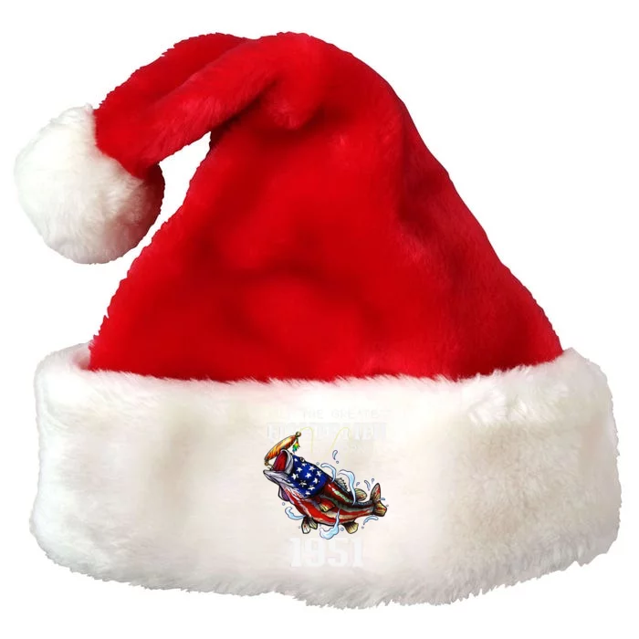 72nd Birthday 1951 Fisherman Bass Fishing 72 Year Old Premium Christmas Santa Hat