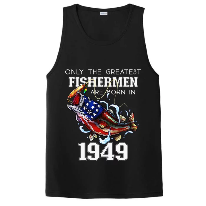 74th Birthday 1949 Fisherman Bass Fishing 74 Year Old Performance Tank