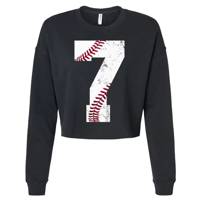 7th Birthday 2017 Baseball Seven 7 Seventh Cropped Pullover Crew