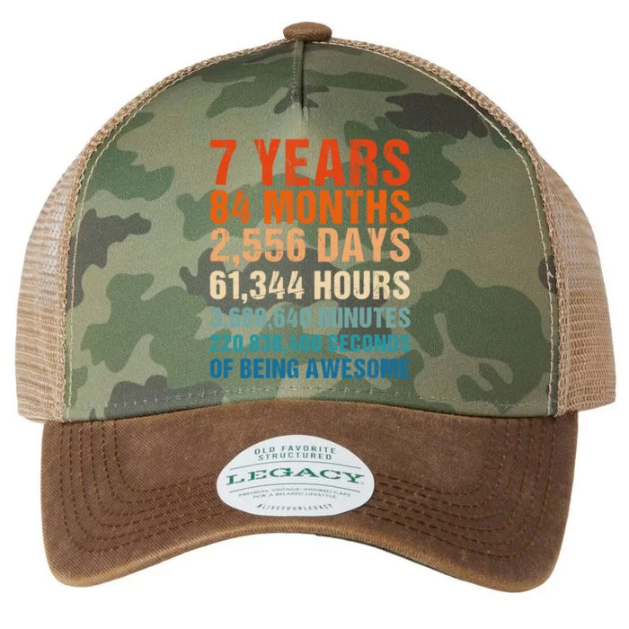 7th Birthday 7 Years Old Vintage Retro 84 Months For Children Legacy Tie Dye Trucker Hat