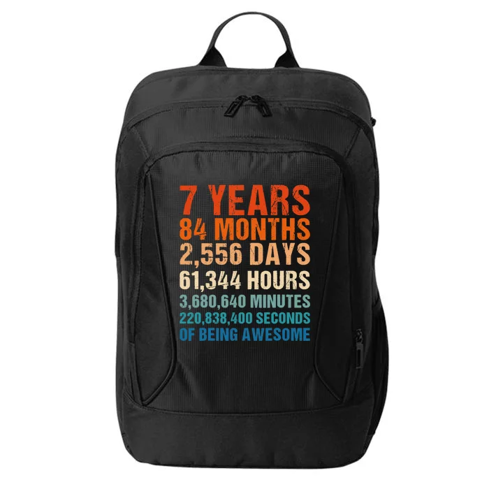 7th Birthday 7 Years Old Vintage Retro 84 Months For Children City Backpack