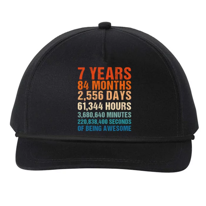 7th Birthday 7 Years Old Vintage Retro 84 Months For Children Snapback Five-Panel Rope Hat