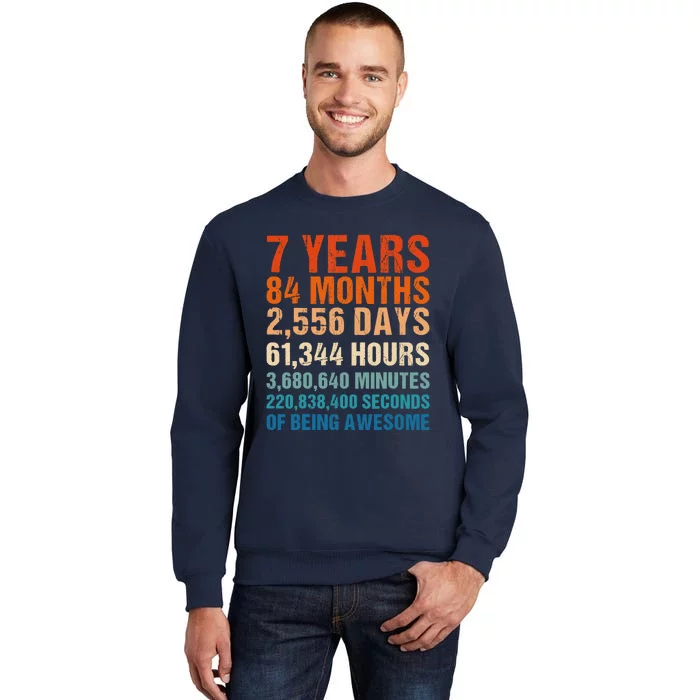 7th Birthday 7 Years Old Vintage Retro 84 Months For Children Sweatshirt