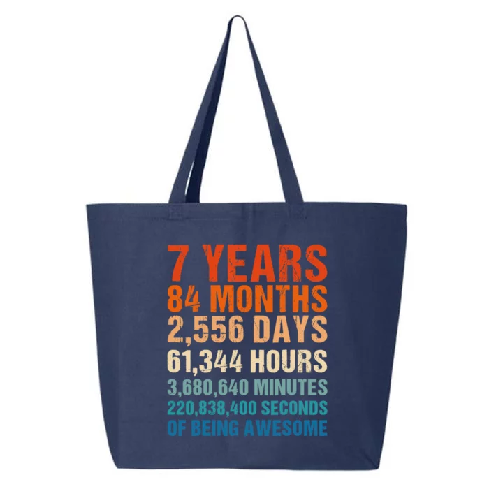 7th Birthday 7 Years Old Vintage Retro 84 Months For Children 25L Jumbo Tote