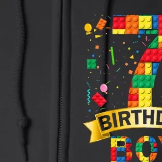 7rd Birthday  7 Year Old Building Blocks 7th Birthday Full Zip Hoodie