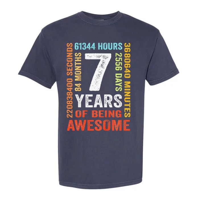 7th Birthday 7 Years Old Vintage Retro 84 Months Garment-Dyed Heavyweight T-Shirt