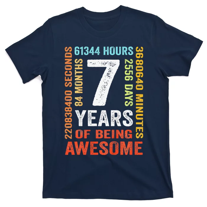 7th Birthday 7 Years Old Vintage Retro 84 Months T-Shirt