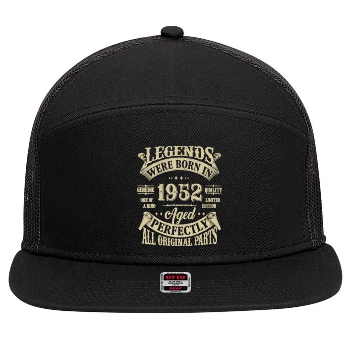 72nd Birthday 72 Years Old Vintage Legends Born In 1952 7 Panel Mesh Trucker Snapback Hat