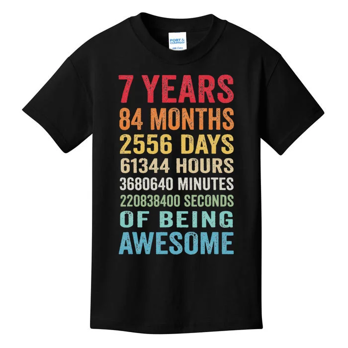 7th Birthday 7 Years Old Vintage Retro 84 Months Funny Kids T-Shirt