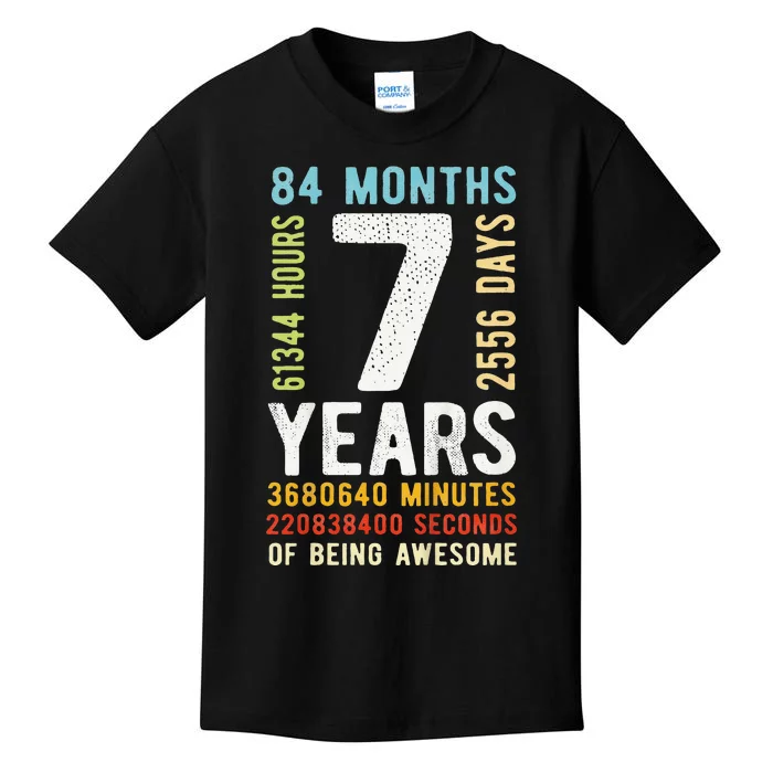 7th Birthday 7 Years Old Vintage Retro 84 Months Kids T-Shirt